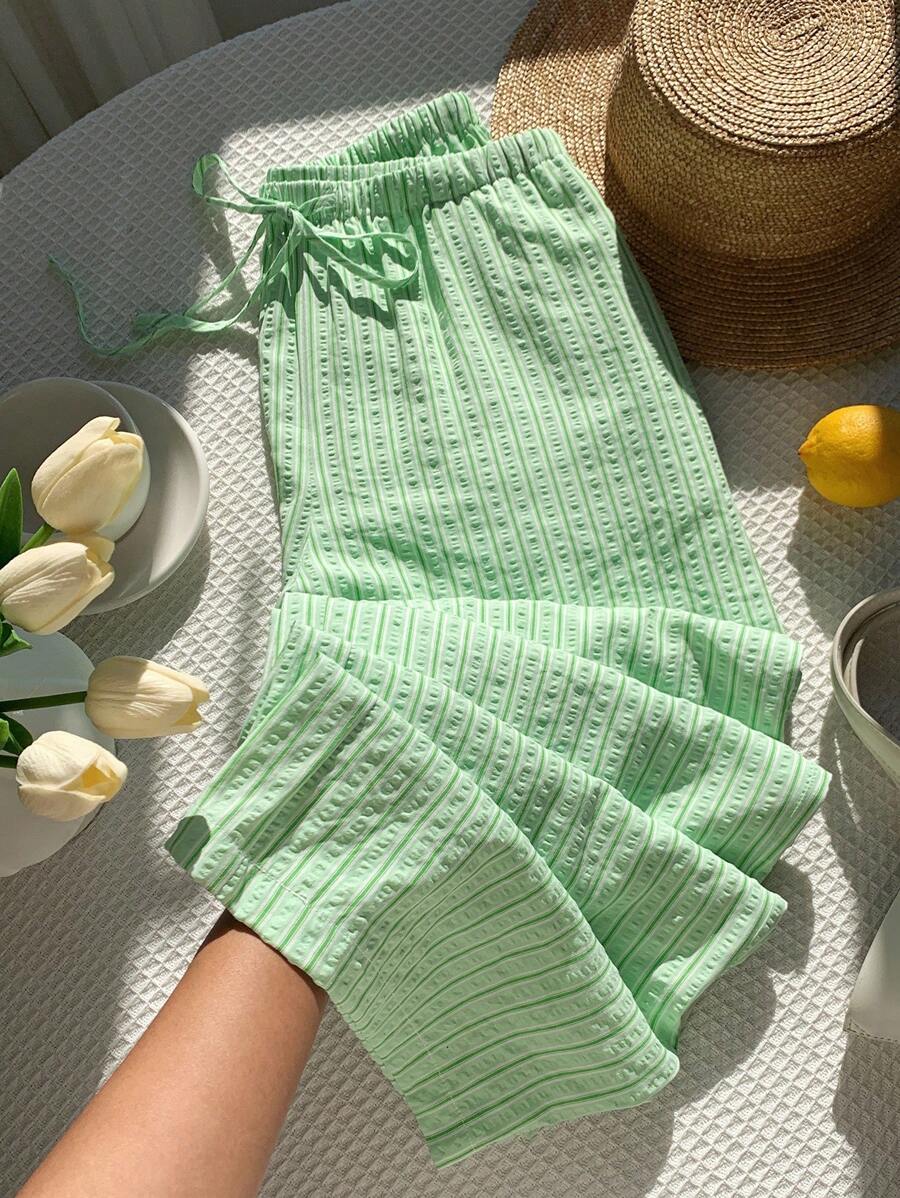 Comfortcana Quần sọc hồng nữ, mùa hè - Màu xanh Bạc hà - Xem 1