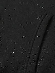 Manfinity EMRG 男士时尚亮片图案黑色连帽运动衫，秋冬 - 黑色 - 查看 5