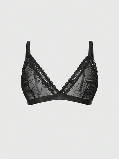 Goth Gothic Spider Web Triangle Bralette