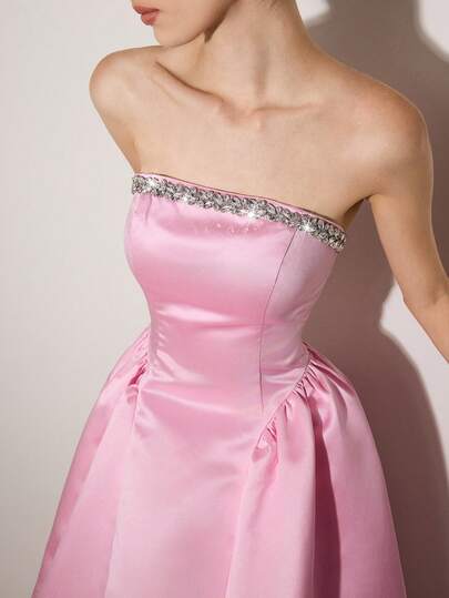 Poshira 水钻装饰露肩迷人舞会礼服（大量装饰）