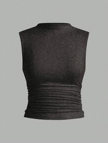 SHEIN Essnce 3 chiếc áo ba lỗ không tay cổ xếp ly đơn giản cho nữ - Nhiều màu - Xem 3