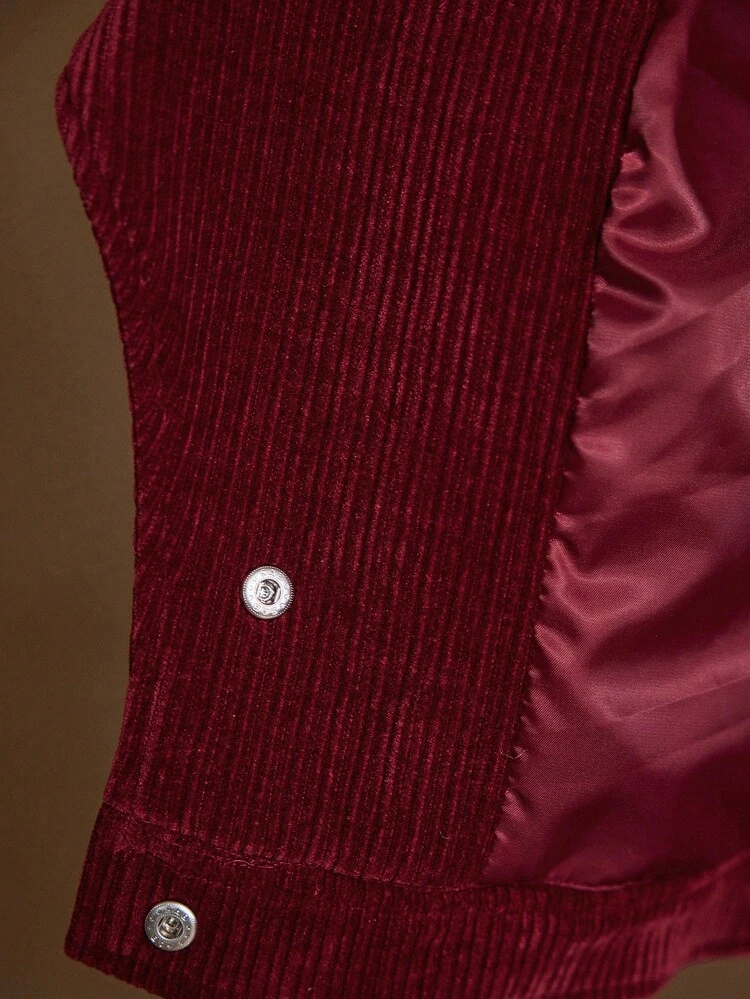 DOUBLE BREASTED CONTRAST FAUX FUR SHORT JACKET