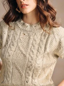 Anewsta Sweater Leher Bulat Motif Telinga Gandum Klasik Elegan dan Kasual, Cocok untuk Musim Gugur/Musim Dingin, Natal, Tahun Baru, Pesta - Perunggu - View 7