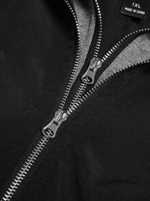 EMERY ROSE Women's Loose Minimalist Contrast Color Cinched Waist Casual Jacket Fall Winter Cloth For Women Autumn - Black - View 4