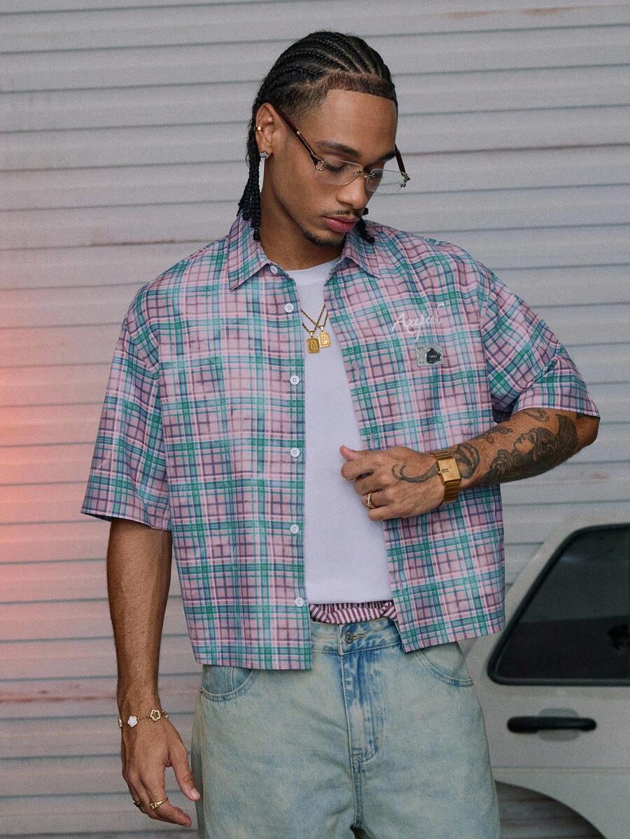 AXEPEAK Assorted Sizes Street Style Turndown Collar Short Sleeve Loose Fit Digital Print Men Shirt