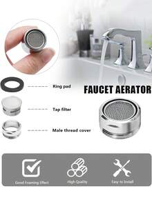 4PCS Aerators Water Saving Faucet Tap Nozzle Thread Replaceable Kitchen Faucet Filter Mouth Bathroom Faucet Bubbler Bathroom Parts - Silver - View 5