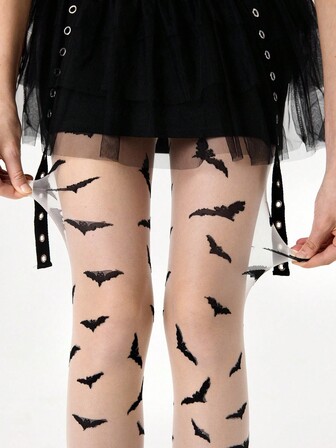 Grunge Punk 1 pezzo Collant/Calze a rete/Leggings a tema pipistrello sexy per donne, Ognissanti