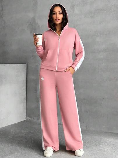 EURMUSE Women, Autumn, Two Set, Sweatshirt, Pant, Pocket, Sweatsuits Sets For Women Jogging Suits For Women 2 Piece Lounge Sets Woman Tracksuit Women Set Pink Set For Women
