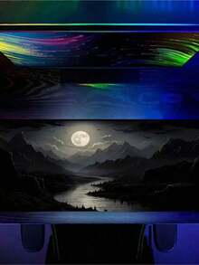SHEIN 1Pc Large Night Moonlight Scene Rectangular Rubber Mouse Pad - Non-Slip, Washable, Waterproof For E-Sports, Studying, Office Use, School Season - Multicolor - View 7