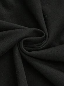 ROMWE Áo thun tay dài cổ bất đối xứng họa tiết Gothic dành cho nữ, Halloween - màu đen - Xem 4