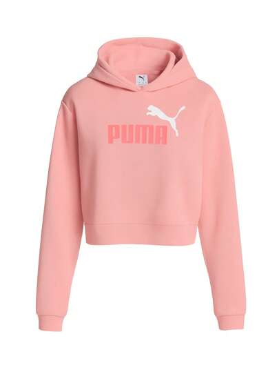 Puma ESS 2 Colour No 1 Logo Girls Short Length Hoodie Pink