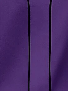 SHEIN Clasi Women's Fashion Casual Contrast Trim Notched Neck Blouse - Purple - View 3