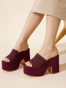 CUCCOO BASICS Women's Open Toe Slip-On Mule Sandals, Chunky Heel, Waterproof Platform, Breathable For Summer And Spring, Party Wear