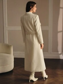 MOTF PREMIUM APPLIQUES BELTED OVERCOAT - Beige - View 8