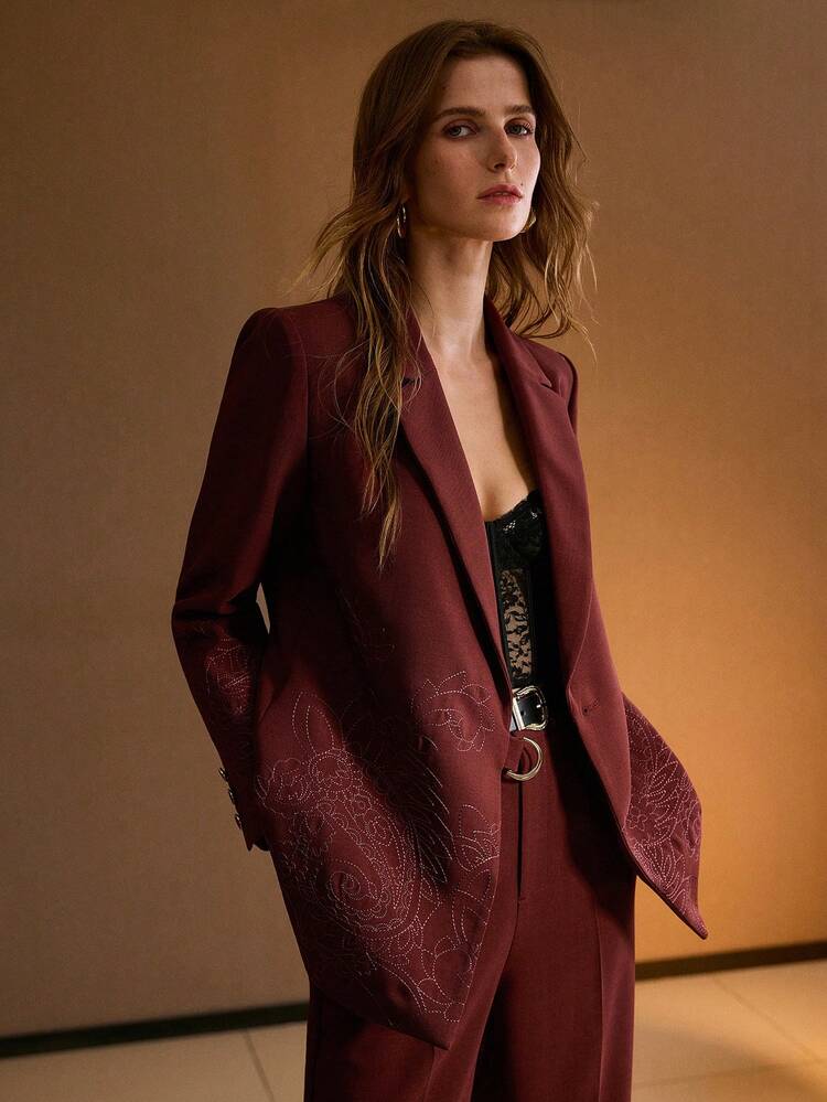 EMBROIDERY WRAP BLAZER