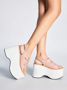 Sugerpunk Women's Fashion Thick Sole Sandals - Summer Punk Style Open Toe Wedge Shoes - Comfortable Casual Breathable Slip-On - Pink - View 6