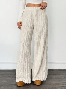 SHEIN Tall 女士休闲抽绳蓬松宽松裤，秋冬款。外出、居家、休闲、运动皆宜，时尚百搭，高品质升级，可个性化定制。 - 白色 - 查看 1