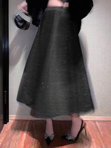 DAZY Women's Casual Sequin Embellished A-Line Skirt, Autumn Luxury