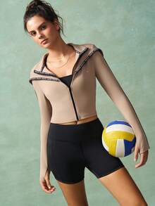 VARSIVA 女式拉链合身拇指孔连帽运动夹克 - 彩色 - 查看 6