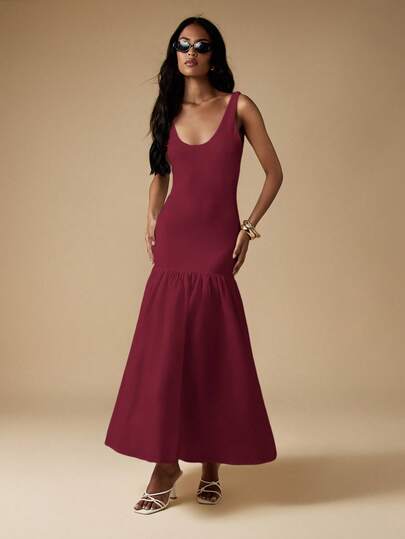 MISSGUIDED Jersey Midi Dress With Drop Waist Design ChristmasMISSGUIDED