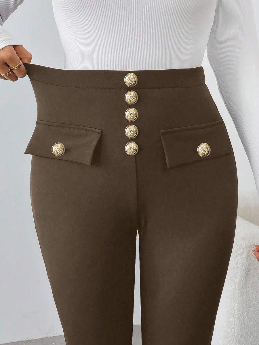 Selianne Pantalones casuales de mujer de unicolor y ajuste ceñido