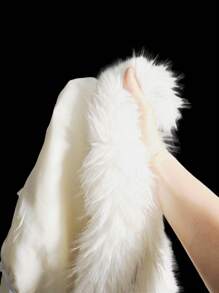 SHEIN ICON Y2k Women's Going Out Fall Western Going Out Zip Up Grunge Concert Goth Zipper White Fashion Faux Fur Patchwork Long Sleeve Fitted Jacket