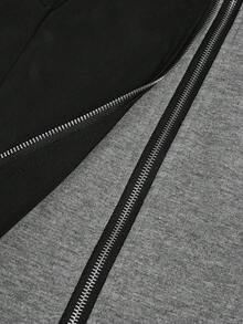 EMERY ROSE Women's Loose Minimalist Contrast Color Cinched Waist Casual Jacket Fall Winter Cloth For Women Autumn - Black - View 6