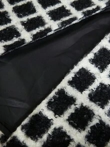 Aveloria Modichic Fashionable & Elegant Loose Plaid Woolen Coat, British Style Runway Look, Women Autumn/Winter Jacket - Black and White - View 7