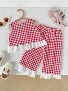 Cozy Pixies Bộ 2 áo cardigan cổ tròn không tay họa tiết hoa phối màu cho bé gái và quần cạp chun - Nhiều màu - Xem 2