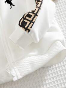 2pcs Baby Boy/Girl Casual Sports Outfit, Loose Fit Letter Graphic Print Decor Zip-Up Jacket And Pants Set, Suitable For Outings, School, Gatherings, Autumn/Winter Back To School Outfits, Fleece Thickened Baby Sportswear 2p Infant Set Baby Tracksuit Baby Casual Sets Fall