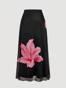 SHEIN MOD 女式黑色印花针织裙 - 黑色 - 查看 2