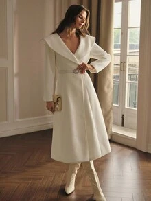 MOTF PREMIUM WOOL BELTED OVERCOAT - Beige - View 3