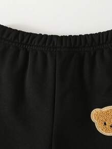 SHEIN Playful Pals 三件套男宝宝小熊套装：衬衫、针织背心和休闲裤，英伦风，秋冬男宝宝服装套装，黑白条纹背心，小熊套装，男女宝宝通用，男宝宝冬季套装，男宝宝冬季服装，男宝宝秋季套装，黑白条纹背心，男宝宝套装 - 黑色 - 查看 7