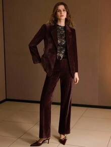 MOTF PREMIUM BLAZER DE PU DE CONTRASTE - Burdeos - Ver 6