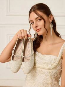 CUCCOO HITCHD Women's Elegant Commuter Beaded Flat Shoes