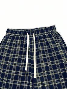 Manfinity Hypemode 宽松男士格子印花抽绳腰裤格子裤阔腿裤原宿裤垃圾裤男士宽松宽裤，2000 年代风格，适合秋季 - 彩色 - 查看 6