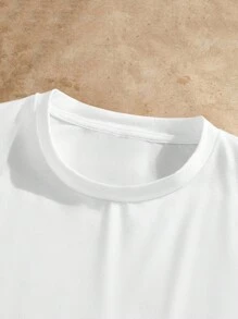 HIMLAND 男士纯色简约休闲圆领短袖针织T恤白色T恤男士白色T恤空白T恤白色T恤男士白色T恤