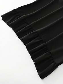 Franclia Women's Black Elastic Waist Vintage Palace Style Elegant Maxi Skirt Fall Cloth For Women - Black - View 3