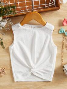 SHEIN Tween Girl Twist Hem Tank Top - White - View 1