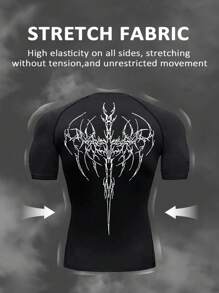 Gym Rark Conjunto deportivo de camiseta de manga corta raglán de ajuste slim y pantalones cortos con cordón 2 en 1 de estilo gótico callejero para hombre - Negro - Ver 2