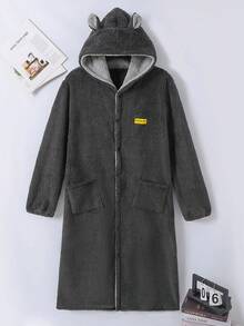 秋季男士返校时尚家居服长袍 - 灰色 - 查看 6