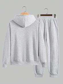Manfinity Homme Men's Casual Lantern Sleeve Sweatshirt And Sweatpants Set, Autumn/Winter - Grey - View 2