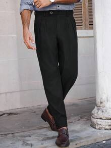 Manfinity Bizformal Quần âu công sở nhung đen cho nam Quần xếp ly cho nam Quần cạp cao cho nam Quần nam Quần âu trang trọng Quần âu đen Quần xếp ly cho nam Quần âu cạp cao cho nam Quần âu nam - màu đen - Xem 4