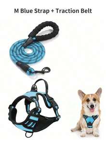 Hundsele, justerbar mjuk vadderad väst, reflekterande oxfordväst med kvävningsskydd, handtag och bilbältesögla (valfritt) – Inkluderar gratis kraftigt koppel på 1,5 meter