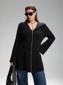 LYSMO Plus Size Solid Color Flare Sleeve Hooded Jacket Winter Fall Autumn Halloween
