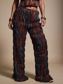 Hauture Pantalones anchos con estampado bohemio fruncidos - Multicolor - Ver 2