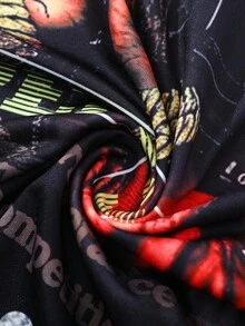 ROMWE MEN Street Life 赛车头盔铆钉图案男士黑色无袖上衣，街头时尚，2000年代风格 - 黑色 - 查看 7