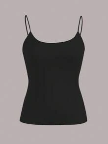 SHEIN EZwear 4pcs Pack Casual Solid Color Versatile Black & White Camisole Top, All-Match Style For Spring/Summer - Black and White - View 7