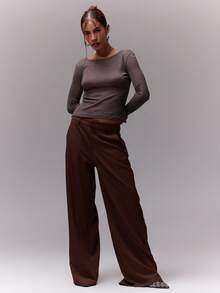 MUSERA 宽松修身长裤，复古优雅，适合夏季、休闲度假、商务休闲、秋季晚宴等场合。 - 棕色 - 查看 3