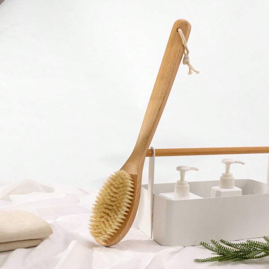 Cirelle 1pc Brush Body, Shower, Massage, Exfoliating, Long Handle Brush, Back, Shower Brush, Brush Head, Scrubbing Bath Tool Home Bathroom Decor Summer - Mocha Brown - View 1